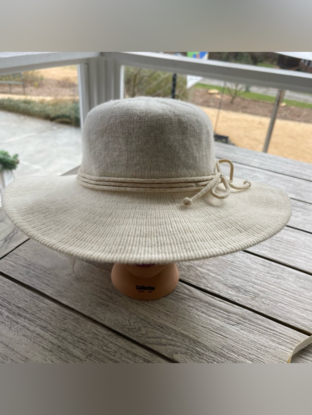 Adora Sun & Sand Cream Wide-Brim Wool Hat with Rope Detail NWT
